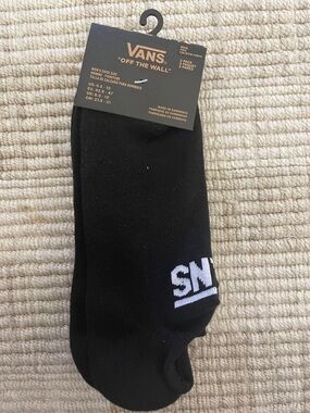 Vans Black Low-Cut Athletic Socks with White Logo